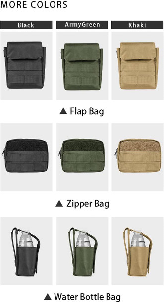 Tactical Dog Adjustable Training Harness Dog Saddle Bag Backpack Vest With Handle Military No Pull Dog Harness For Small Medium Large Dogs (One Size, Khaki Flap Bag)