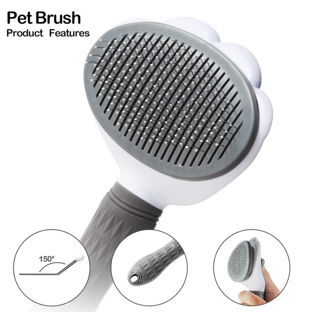 Cat Brush For Grooming, Pet Self Cleaning Slicker Brush With Cat Hair Comb (Pink Plus)