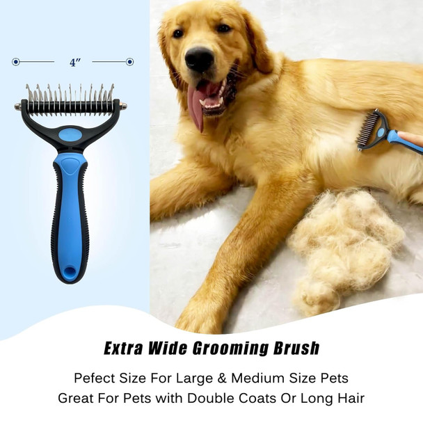 Deshedding Dog Brush And Metal Comb, Cat Brush Dog Brush Undercoat Rake For Dogs & Cats, Pet Grooming Brush For Shedding, Dematting, Pet Hair Removal Tool For Long Haired Dogs