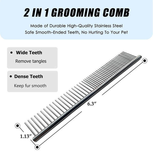 Deshedding Dog Brush And Metal Comb, Cat Brush Dog Brush Undercoat Rake For Dogs & Cats, Pet Grooming Brush For Shedding, Dematting, Pet Hair Removal Tool For Long Haired Dogs