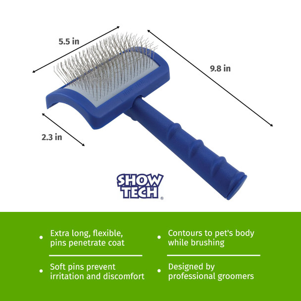 Tuffer Than Tangles Slicker Brush For Dog Grooming With Long, Soft Pins, Medium Size, Perfect For Doodle Breeds, Angled Pins For Dematting, Remove Undercoat, Comfort Grip Handle