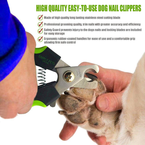 Dog Nail Clippers With Safety Guard - Superior Sharpness - Veterinarian Designed - For Medium And Large Dogs - Professional Stainless Steel Dog Nail Trimmers