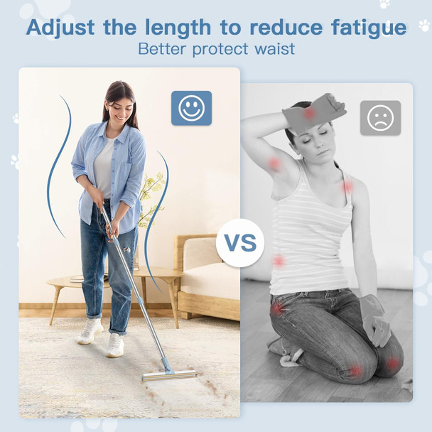 Sivomens d Carpet Rake For Pet Hair Removal, Pet Hair Remover Broom, Dog Cat Hair Removel Tool With Adjustable Long Handle 180 Degree Rotating Scraper Head, For Fur Carpet Rug Harder Fabric