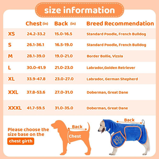 Slowton Dog Bathrobe - Super Absorbent Dog Towels For Drying Dogs, Quick Drying Dog Robes For After Bath, Soft Dog Towel Wrap, Adjustable Dog Drying Coat For Large Huge Medium Dogs (Blue, Xl)