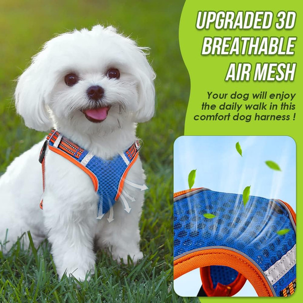 Slowton Dog Harness For Small Medium Dogs No Pull, Breathable Vest With Padded Soft Mesh Durable For Cat Puppy, Adjustable Reflective Sports Harness With Handle Easy Control (Orange,M)