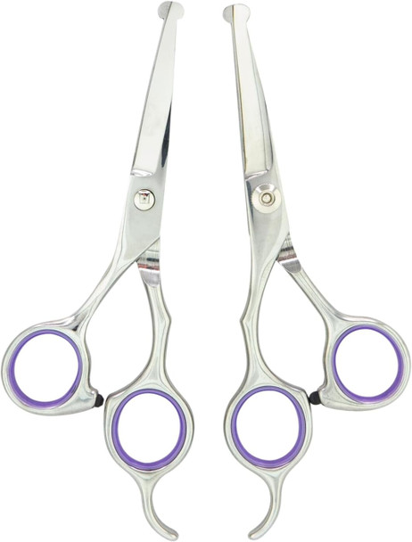 Grooming Scissors, Stainless Steel Dog Shears With Safety Rounded Tip, Dog Grooming Kit, Set Of Two Dog Scissors In A Leather Cover, Professional Pet Shears