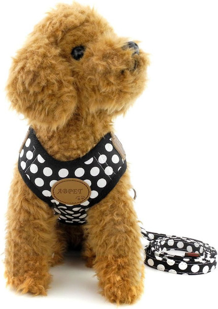 Smalllee_Lucky_Store Soft Mesh Nylon Vest Pet Cat Small Medium Dog Harness Dog Leash Set Leads Black M