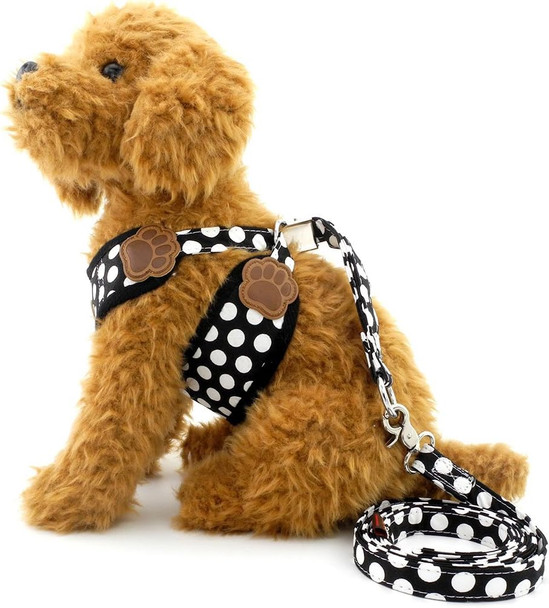 Smalllee_Lucky_Store Soft Mesh Nylon Vest Pet Cat Small Medium Dog Harness Dog Leash Set Leads Black M