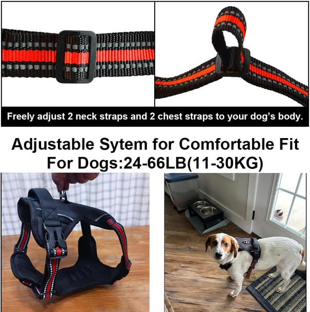Smilepowo No-Pull Dog Harness Pet Harness Adjustable Outdoor Pet Vest Oxford Material Reflective Vest For Dogs Easy Control For Medium Large