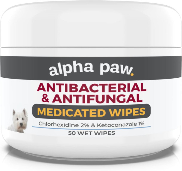Smiling Paws Pets - Antibacterial & Antifungal Wipes For Dogs & Cats (With Chlorhexidine & Ketoconazole)