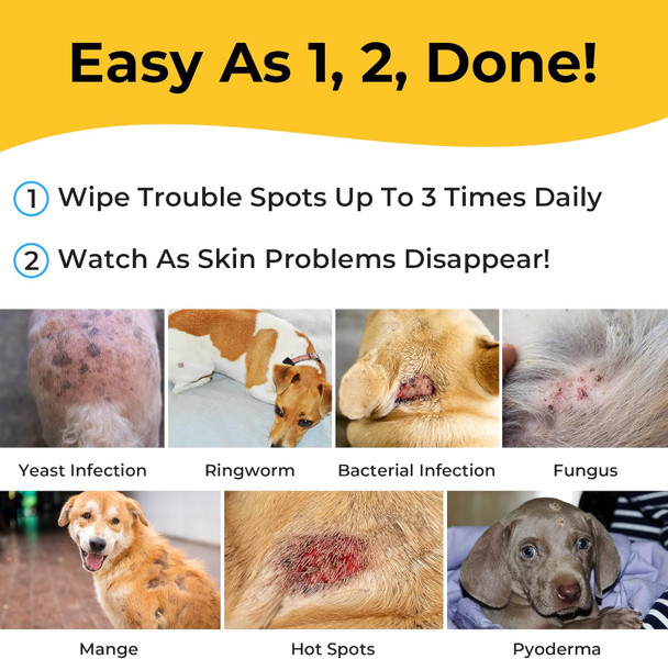 Smiling Paws Pets - Antibacterial & Antifungal Wipes For Dogs & Cats (With Chlorhexidine & Ketoconazole)