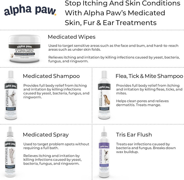 Smiling Paws Pets - Antibacterial & Antifungal Wipes For Dogs & Cats (With Chlorhexidine & Ketoconazole)