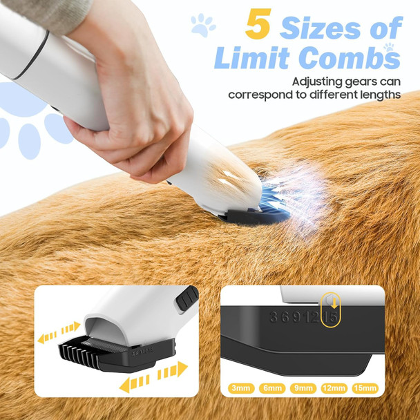 Dog Grooming Vacuum & Pet Hair Dryer & Dog Electric Clippers Suction 99% Pet Hair, 3L Large Capacity Dog Vacuum With 8 Grooming Tools, Quiet, Adjustable Airflow And Temperature, Ul