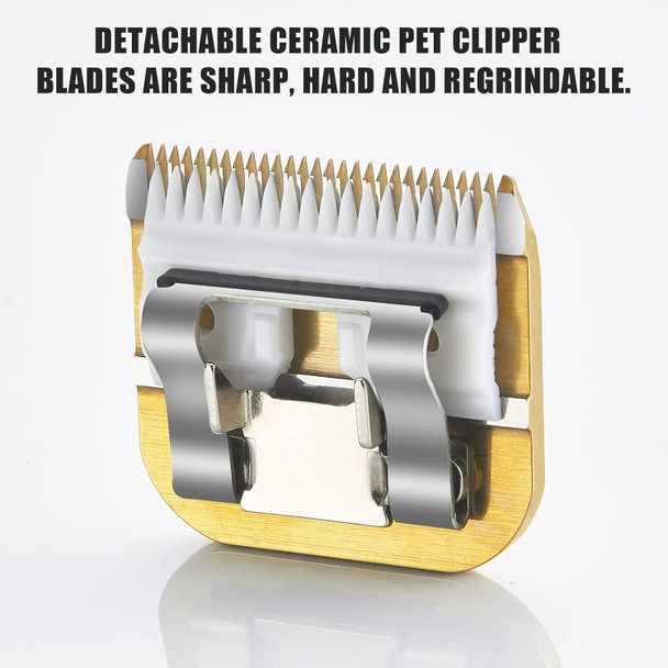 2 Packs #30 Clipper Blade Dog Grooming Compatible With Andis Clippers Carbon Infused Steel Detachable Ceramic Sharp Edge Also Compatible With Wahl/Oster Dog Clippers 1/50 0.5Mm Cut Length(Gold)