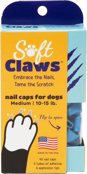 Soft Claws Canine Dog And Cat Nail Caps Take Home Kit, Medium, Blue