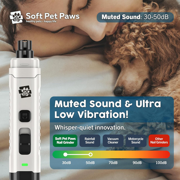 Dog Nail Grinder - Ultra Quiet Operation - d Dog Nail Trimmer With 2 Led Lights - 2-Speed Rechargeable Nail Grinder - For Small, Medium And Large Dogs - Extra Grinding Head