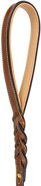 Leather Braided Dog Leash, Brown With Padded Handle For Comfort, 6 Foot