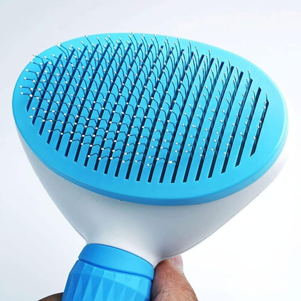 Dog Brush Cat Brush Grooming Comb,Self Cleaning Cat Dog Slicker Brushes With Smooth Handle,Pet Grooming Tool With Cleaning Button For Cat Dog Shedding Tools Cat Dog Massage Clean Tangled Brush (Blue)