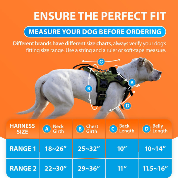 Sparklypets No Pull Dog Harness For Medium & Large Dogs – Heavy Duty Dog Harness With Handle And Poop Bag Holder Pocket – Adventure Tactical Dog Harness For Any Condition (Green Range, Range 2)