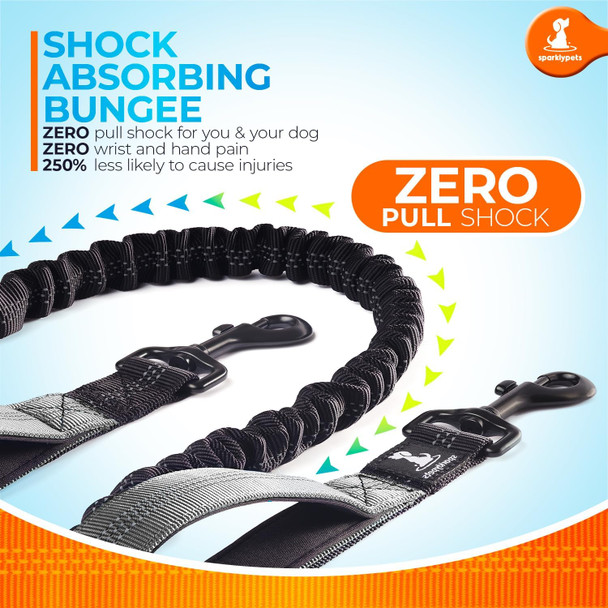 Sparklypets Dog Leash For Medium And Large Dogs - Professional Harness With Reflective Stitches For Training, Walking, Jogging And Running Your Pet Blue