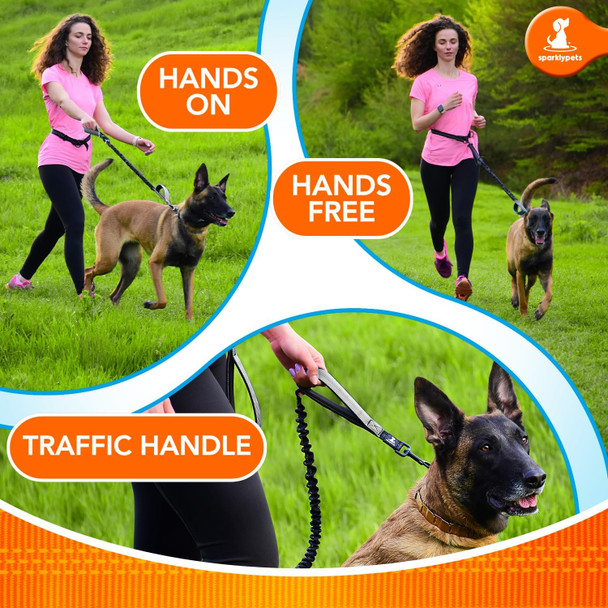 Sparklypets Dog Leash For Medium And Large Dogs - Professional Harness With Reflective Stitches For Training, Walking, Jogging And Running Your Pet Blue