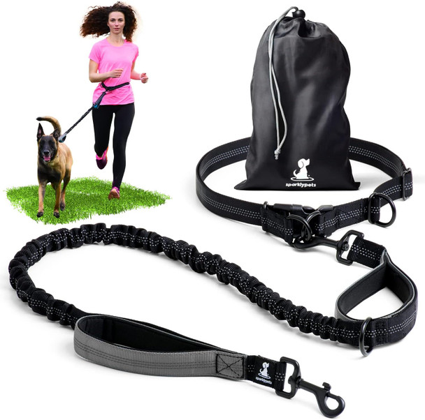 Sparklypets Hands Dog Leash With Reflective Stitches – Waist Leash For Dog Walking, Training & Jogging – Running Leash Hands For Medium & Large Dogs