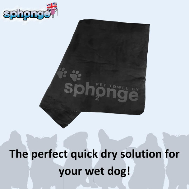 Sph2Onge Highly Absorbent Pet And Dog Towel 66 X 43Cm Dark Grey