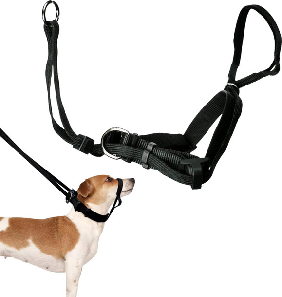 Sporn Medium Dog Head Halter For Dogs, Black Dog Stop Pulling Leash Harness With Thick Dog Muzzle Harness No Pull Dog Head Collar For Dogs, Anti Pulling Dog Collar For Comfort Face Harness For Dogs