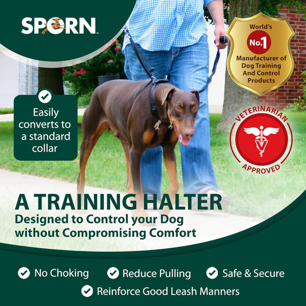 Sporn Original Training Halter, No Pull Dog Harness For Large Dogs With Black Padded Sherpa Sleeves, Breathable Large Dog Harness No Pull, Provides To All Large Sized Breeds