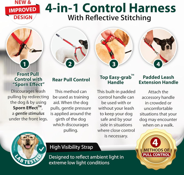 Ultimate Control Dog Harness Small Sized Dog, Black Nylon Small Dog Harness With Detachable Accessory Handle & Leash Extension, No Pull Dog Harness Small Sized Provides By Sporn