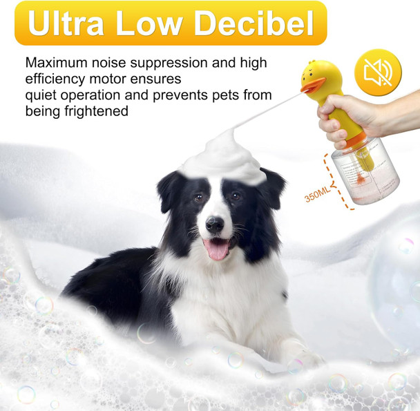 Electric Dog Cleaning Foam Machine Sprayer,Rechargable Soap Dispenser For Dog 1200Mah Ultra Long Standby, 350Ml Capacity, Ipx7 Waterproof, Deep Cleaning Pet Fur,For Bathroom & Kitchen