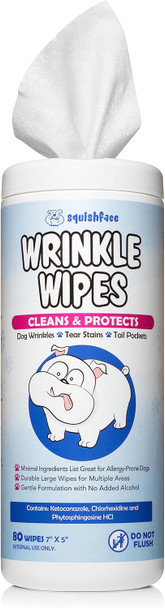 Squishface Wrinkle Wipes + Dog Ear Wipes Bundle - For Dogs With Wrinkles, Tear Stains, Tail Pockets, Irritated Paws & More - Great For All Breeds Squishface Wrinkle Wipes + Dog Ear Wipes Bundle - For Dogs With Wrinkles, Tear Stains, Tail Pockets, Irritated Paws & More - Great For All Breeds