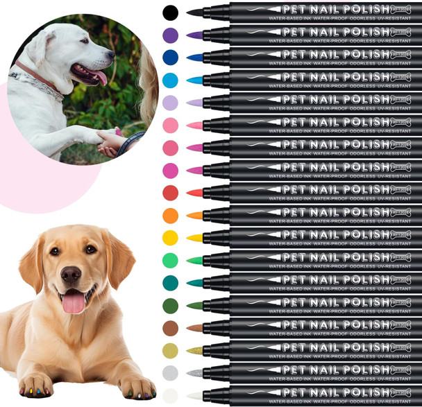 Dog Nail Polish, Dog Birthday , 18 Colors Dog Nail Polish Pen Quick Dry, Safe For Dogs, Non-Toxic, Odorless, Easy To Apply With Brush Tip, Pet Nail Decoration, S For Dog Lovers