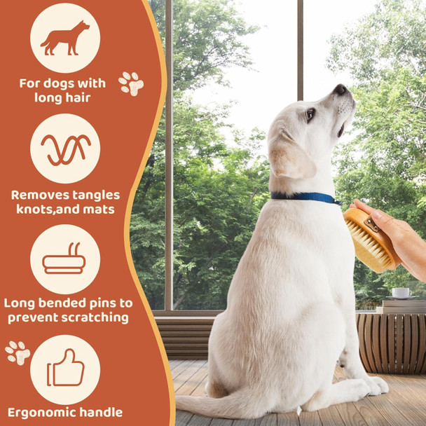 Suclain 2 Pcs Dog Cat Bristle Brush For Shedding Dog Brush For Short Haired Dogs Soft Dog Brush Oval Palm Beech Brush With Boar Bristles And Elastic Band For Dogs And Cats Shower Bath And Massage