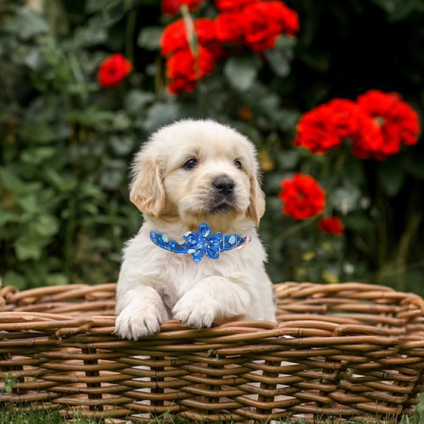 Girl Dog Collar And Leash Sets With Bow Tie, Dog Collar With Detachable Flower With Dog Tag Strong Gold Buckle For Small Medium Large Dogs