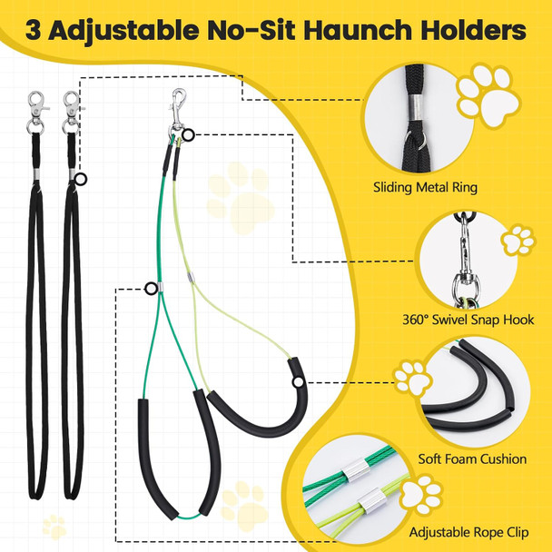 Dog Grooming Table Arm - Adjustable 35 Height, 32-47 Width, Dog Grooming Arm With Clamp And No-Sit Haunch Holders - Perfect For Medium & Large Pets