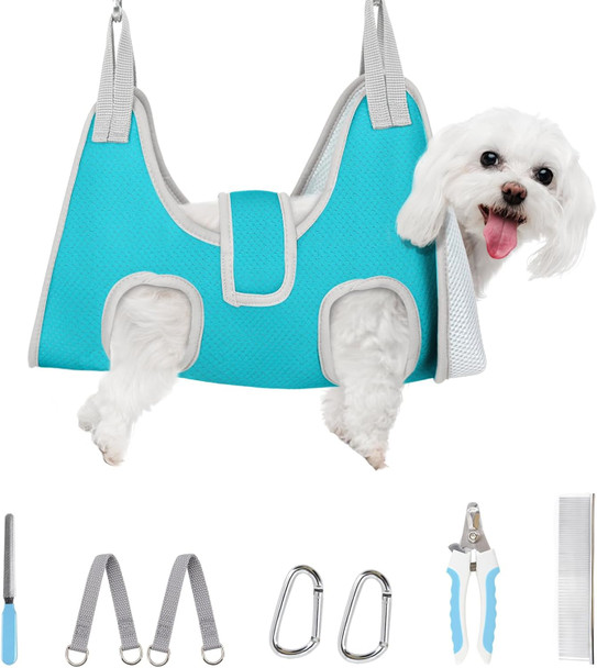 Supet Dog Grooming Hammock Harness For Cats Dogs, Relaxation Pet Restraint & Small Animal Leashes Sling Helper Nail Trimming Clipping