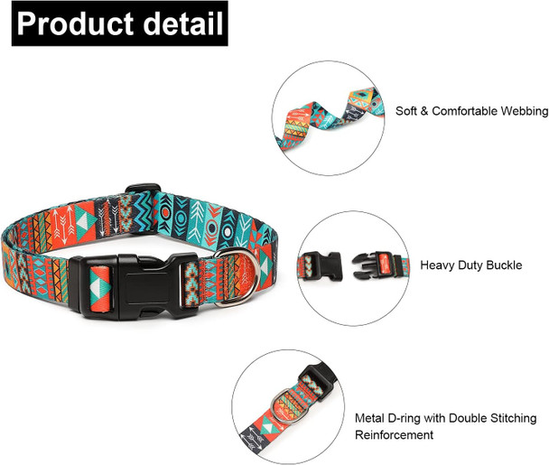 Adjustable Dog Collar With Patterns, Ultra Comfy Soft Nylon Breathable Pet Collar For Small Medium Large Dogs (S, Tribal) Adjustable Dog Collar With Patterns, Ultra Comfy Soft Nylon Breathable Pet Collar For Small Medium Large Dogs (S, Tribal)