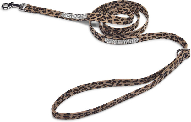 Susan Lanci Designs Premium Ultrasuede 3 Row Giltmore Pet Leash, Cheetah, 6 Ft