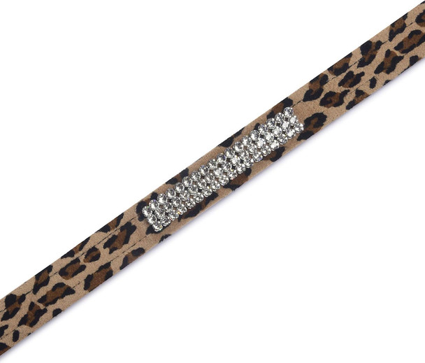 Susan Lanci Designs Premium Ultrasuede 3 Row Giltmore Pet Leash, Cheetah, 6 Ft