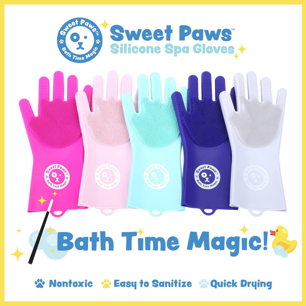 Silicone Spa Dog & Cat Bathing & Grooming Gloves, 2 Count, Reversible, Nontoxic, & Easy To Clean, Thousands Of Massaging Micro-Bristles To Pamper Your Pet - port Navy