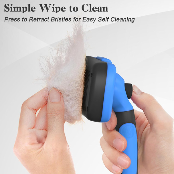 Self Cleaning Slicker Brush For Dogs & Cats, Skin Friendly Grooming Cat Brush, Dog Brush For Shedding, Deshedding Brush, Hair Brush Puppy Brush For Haired Dogs, Pet Supplies Accessories, Blue