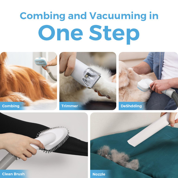 Syvio Dog Hair Vacuum Groomer, 6-In-1 Dog Grooming Vacuum For Shedding, Vacuum 99% Pet Hair, 1.3L Dustbin, Easy To Use&Clean, Professional Pet Grooming Kit With 6 Tools For Deshedding Dogs Cats Rabbit