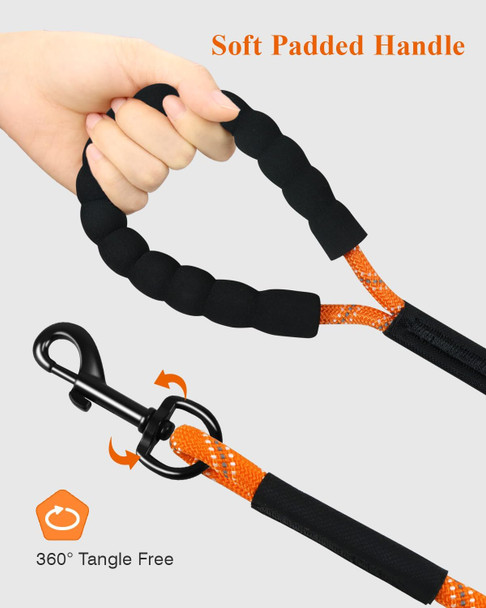 Taglory Long Dog Leash, Training Leash 15Ft 30Ft 50Ft 66Ft, Recall Leash With Comfortable Padded Handle For Large Medium Small Dogs Walking, Camping, Orange 66Ft