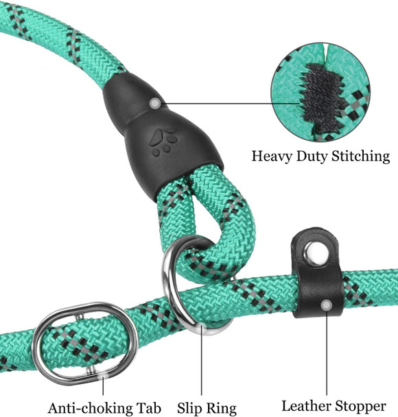 Tagme Slip Leads For Dogs, 6 Ft Heavy Duty Dog Leash With Padded Handle, Strong Rope No Pull Pet Training Leash For Small Dogs,Turquoise