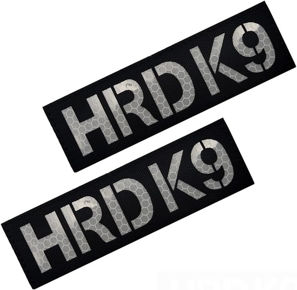 2Pc Reflective Patches Hrd K9 Dog Vest Patches Removable Patches With Hook Backing For Animal Vest Harnesses, Collars, Leashes (Black And White) (Color-Reflective)