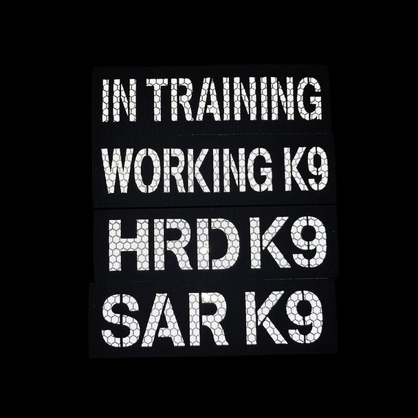 2Pc Reflective Patches Hrd K9 Dog Vest Patches Removable Patches With Hook Backing For Animal Vest Harnesses, Collars, Leashes (Black And White) (Color-Reflective)