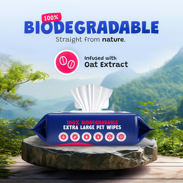 Pet Wipes For Dogs - Dog Paw Wipes - Dog Cleaning Wipes - Biodegradable Cat Bath Wipes - Puppy Grooming Wipes - Toxic- Kitten Wipes (Lavender Fragrance) (Pack Of 1)