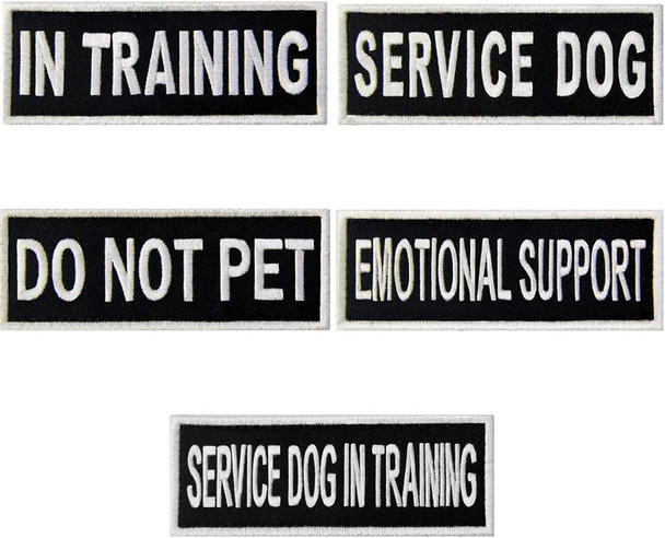 Service Dog In Training Do Not Pet Emotional Support Vest / Harnesses Morale Tactical Patch Embroidered Badge Fastener Hook & Loop Emblem, 1.5 X 4 Inch, 5 Pcs Service Dog In Training Do Not Pet Emotional Support Vest / Harnesses Morale Tactical Patch Embroidered Badge Fastener Hook & Loop Emblem, 1.5 X 4 Inch, 5 Pcs