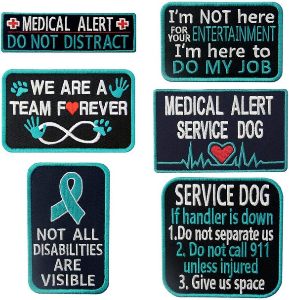 Service Dog Medical Not All Disabilities Are Visible Alert Vest/Harnesses Morale Tactical Patch Embroidered Badge Fastener Hook & Loop Emblem, 6 Pcs, Blue Service Dog Medical Not All Disabilities Are Visible Alert Vest/Harnesses Morale Tactical Patch Embroidered Badge Fastener Hook & Loop Emblem, 6 Pcs, Blue